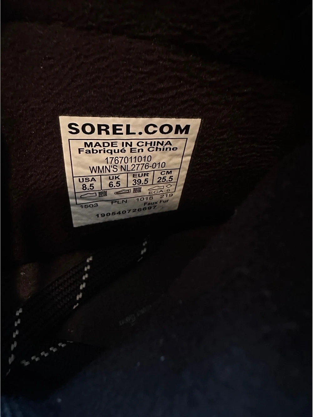 SOREL Women's Whitney Short Lace Waterproof Snow Boots Black Size 8.5